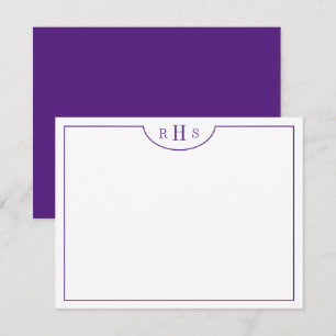 Cartão De Notas Mínimo Violeta Três Monograma Um Borda