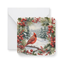 Miniplaca de Natal Cardeal e Holly Holiday