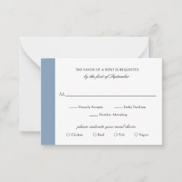 Cartão De Notas Miniplaca RSVP de Casamento Azul com Dusty Mínimo