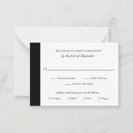 Cartão De Notas Miniplaca RSVP de Casamento Branco Preto Mínimo
