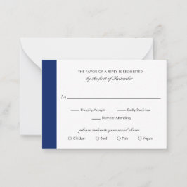 Cartão De Notas Miniplaca RSVP de Casamento Elegante Azul de Marin