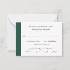 Cartão De Notas Miniplaca RSVP de Casamento Verde Emerald