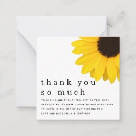 Cartão De Notas Minitamanho | Girassol Foto Recém-Feita Obrigado