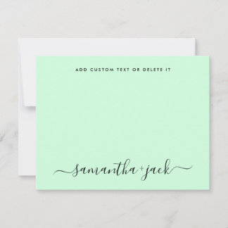 Cartão De Notas Mint Green Stylish Script Elegant Minimalist