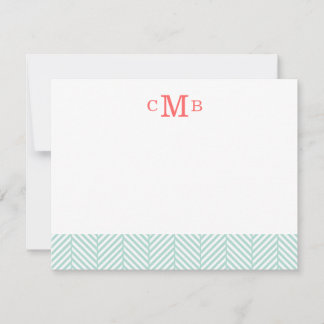 Cartão De Notas Mint Herringbone Monograma Personalizado