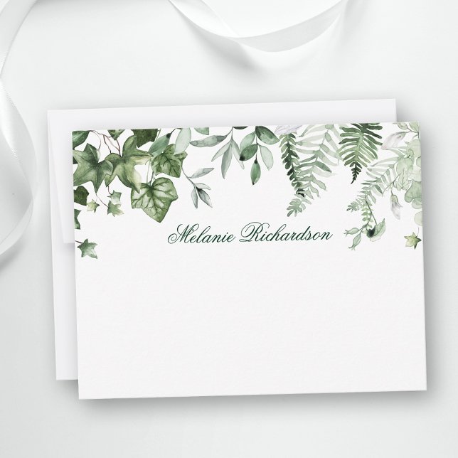Cartão De Notas Minúsculo Elegante Botânico Ivy Greenery Personali (Customize to change text size, color, style or to add more text to front or back of card.)