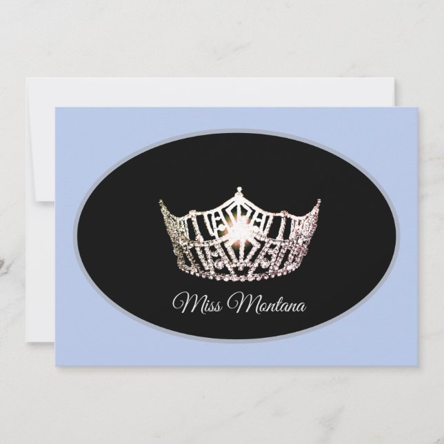 Cartão De Notas Miss América Flat Note Card-Silver Crown/Baby Blue (Frente)