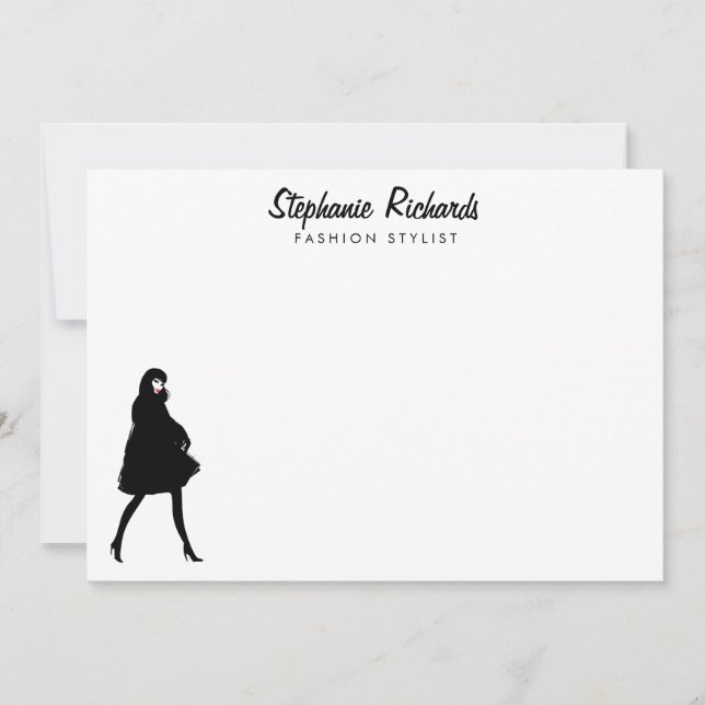 Cartão De Notas Mod Fashion Girl Boutique, Stylist Flat Notecard (Frente)