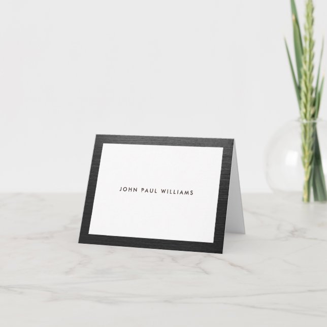 Cartão De Notas Modern Black Brushed Metal Elegant Stylish Classic (Frente)