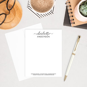 Cartão De Notas Modern Black Custom Calligraphy Name Business