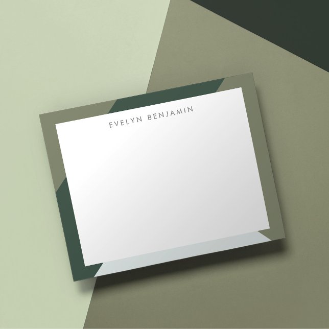 Cartão De Notas Modern Boho Chic Sage & Pine Green Patterna Border (Criador carregado)