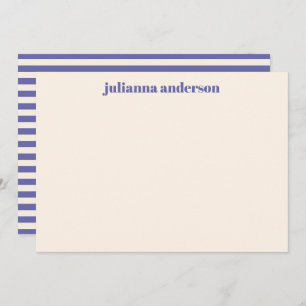 Cartão De Notas Modern Bold Purple Stripes Personalized Name