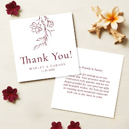Cartão De Notas Modern Burgundy Wedding Budget Thank You