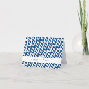 Cartão De Notas Modern Chevron Zigzag Girly Script Chic Navy Blue