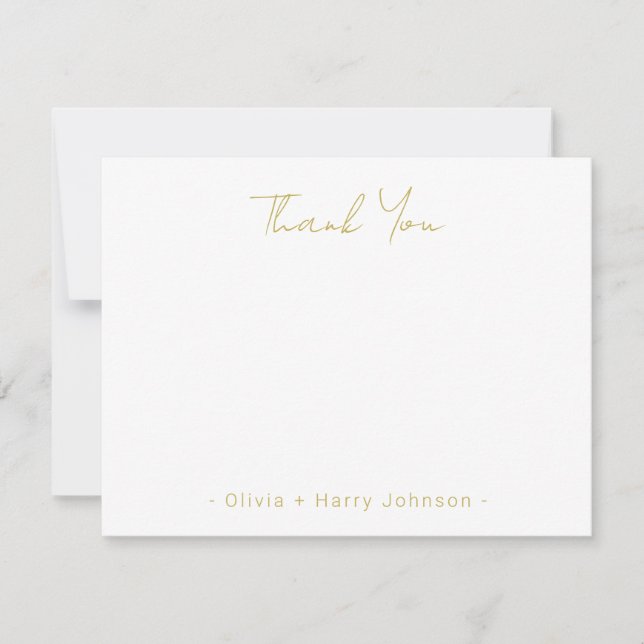 Cartão De Notas Modern Chic Weding Obrigado White Flat Note Card (Frente)