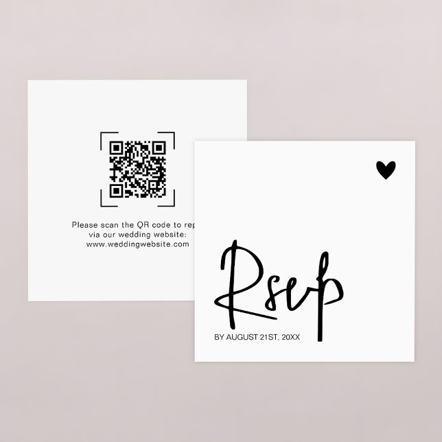 Cartão De Notas Modern Contemporary Wedding QR Code Online RSVP (Criador carregado)