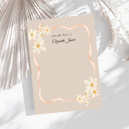 Cartão De Notas Modern Daisy Floral Brown Name