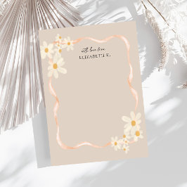Cartão De Notas Modern Daisy Floral Brown Name