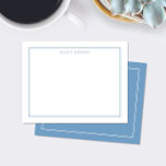 Cartão De Notas Modern Double Border Light Blue Stationery<br><div class="desc">This design features a thin double border with space for a name/text at the top. Click the customize button if you would like to adjust the design elements and/or further modify the text! Variations of this design, additional colors, as well as coordinating products are available in our shop, zazzle.com/store/doodlelulu. Contact...</div>
