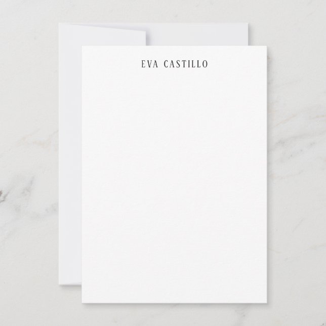 Cartão De Notas Modern Elegant Simple White Professional Own Name (Frente)