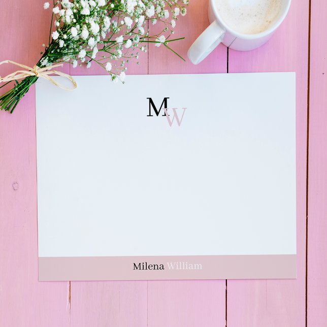 Cartão De Notas Modern Elegant Two Tone Monogrammed (Criador carregado)