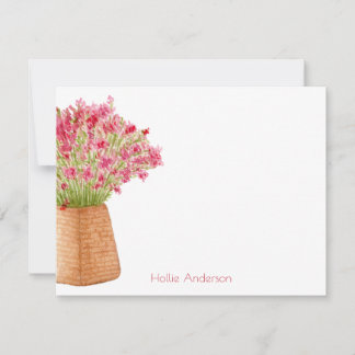 Cartão De Notas Modern Elegant Watercolor Floral Stationary