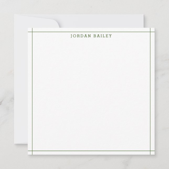 Cartão De Notas Modern Forest Green Geometric Stationery Square (Frente)