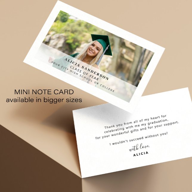 Cartão De Notas Modern graduate photo graduation thank you (Criador carregado)