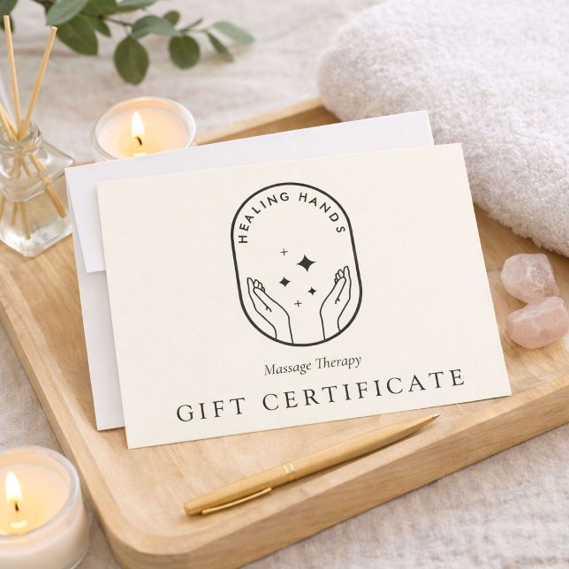 Cartão De Notas Modern Healing Hands Logo Ivory Gift Certificate (Criador carregado)