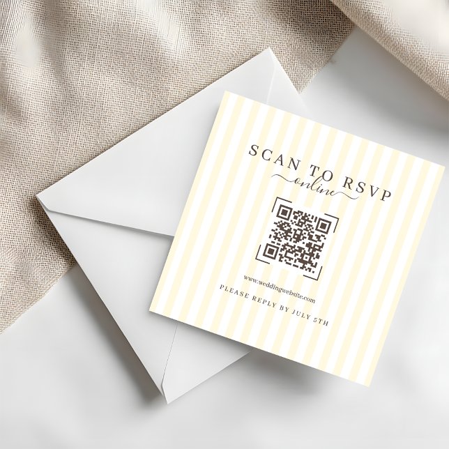 Cartão De Notas Modern Ivory QR Code Wedding Online RSVP (Criador carregado)