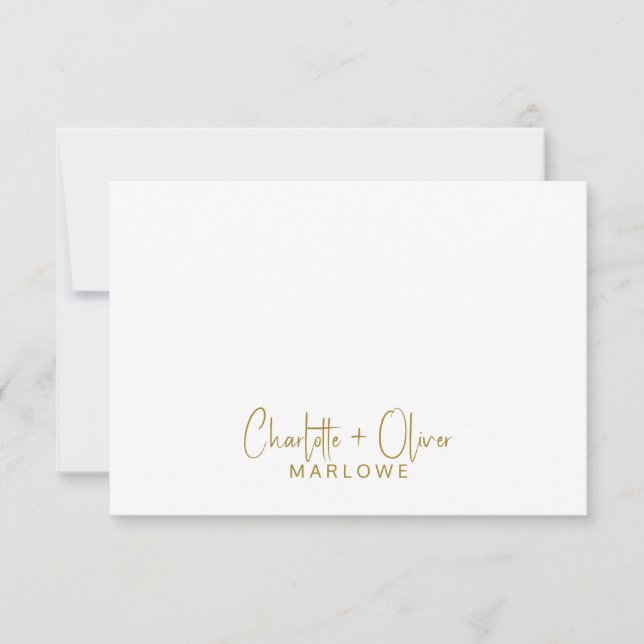 Cartão De Notas Modern Minimalist Couple Name Handwritten Monogram (Frente)
