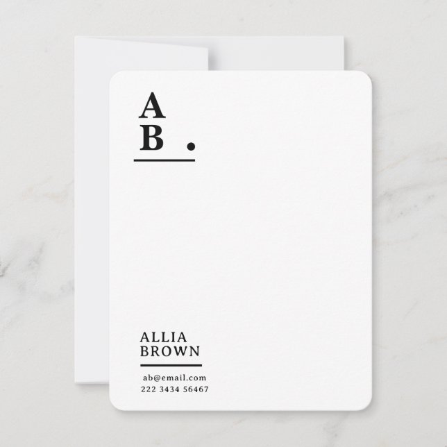 Cartão De Notas Modern Monogram Blush Pink Feminine Design (Frente)