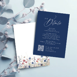 Cartão De Notas Modern Navy Blue Wedding QR Code Details