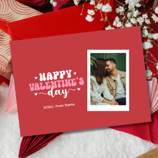 Cartão De Notas Modern Red Cute Heart Happy Valentine's Day Photo