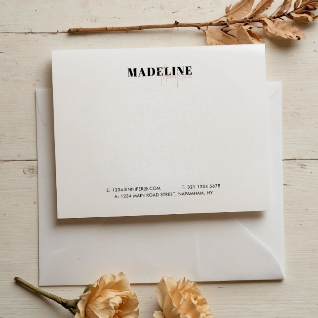 Cartão De Notas Modern Rosa claro Girly Business (Criador carregado)