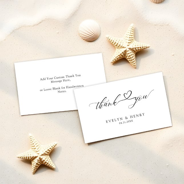 Cartão De Notas Modern Script Heart Wedding Budget Obrigado (Criador carregado)