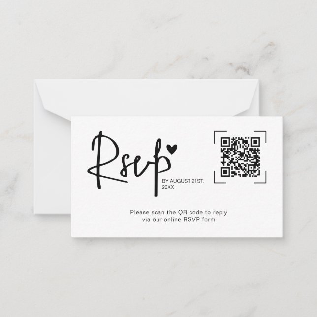 Cartão De Notas Modern Script Heart Wedding Online RSVP Cards (Frente)