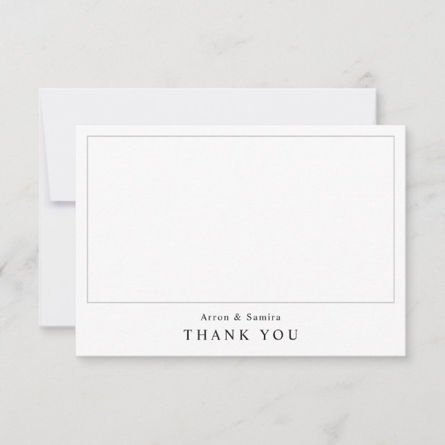 Cartão De Notas Modern Simple Wedding Photo Thank You (Frente)