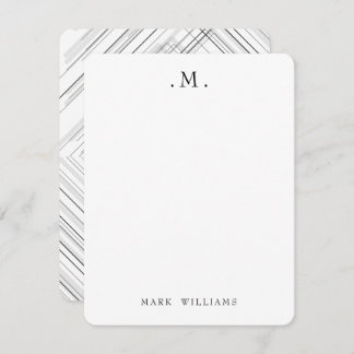 Cartão De Notas Modern Stylish Geometric Lines Monogram Stationery