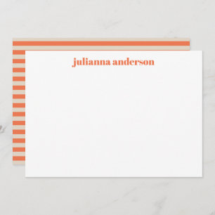 Cartão De Notas Modern Summer Orange Strik Personalize Name