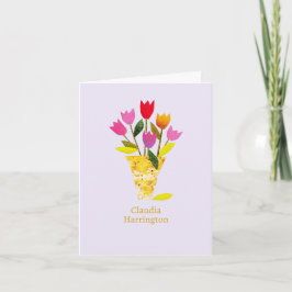 Cartão De Notas Moderna Elegante do Século Médio Tulipas Bonito