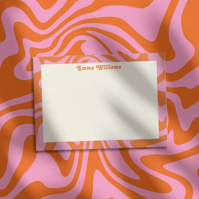 Cartão De Notas Moderno de Nome Personalizado Retroativo (Criador carregado)