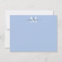 Moderno Elegante Girly Script Monograma Dusty Blue