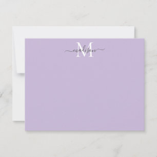 Cartão De Notas Moderno Elegante Girly Script Monograma Violeta Ro