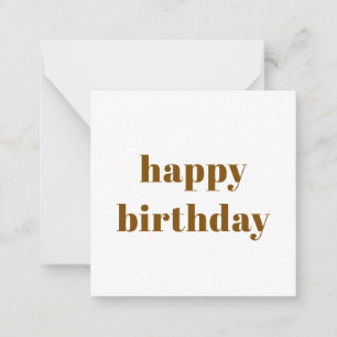 Cartão De Notas Moderno Minimalista Feliz Aniversário Marrom e Bra