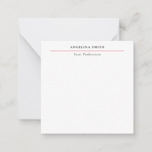 Cartão De Notas Moderno Minimalista Simples Branco Vermelho Profis