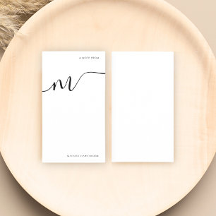 Cartão De Notas Moderno Monograma Script Caligrafia Preta