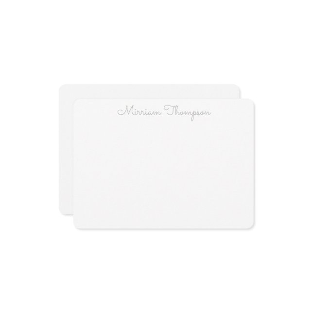 Cartão De Notas Moderno Nome Cinza Elegante Limpo Feminino (Frente/Verso In Situ)