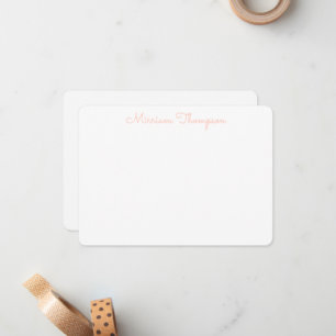 Cartão De Notas Moderno Nome Laranja Elegante Limpo Feminino