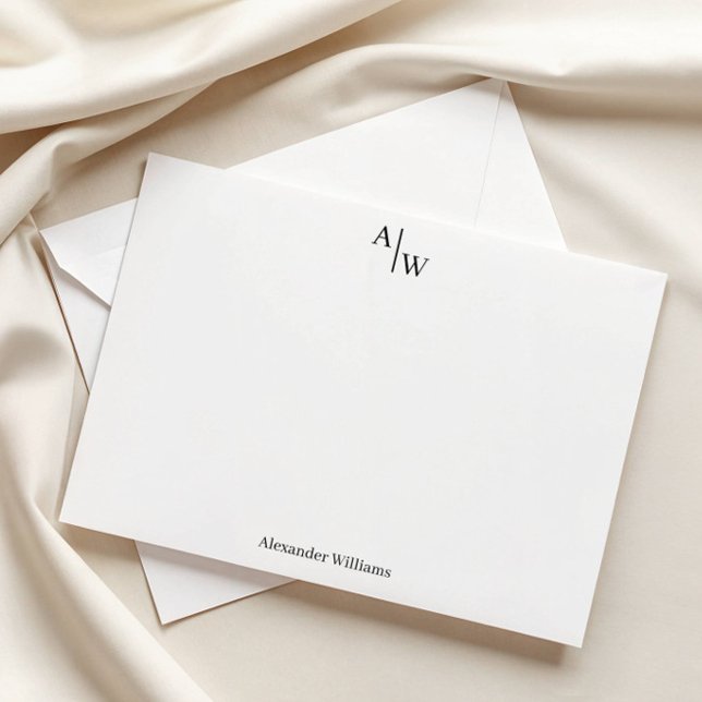 Cartão De Notas Moderno Profissional 2 Monograma Básico Inicial Pr (Criador carregado)